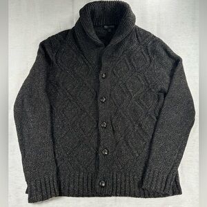 Banana Republic Gray Cable-Knit Shawl Collar Cardigan Sweater Men Button M